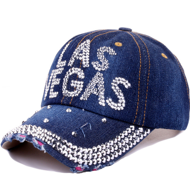 Wholesale Cotton Denim Letter Dot Diamond Baseball Cap